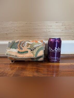 Anthropologie Beaded Embroidered Tapestry Crossbody Clutch Bag Boho